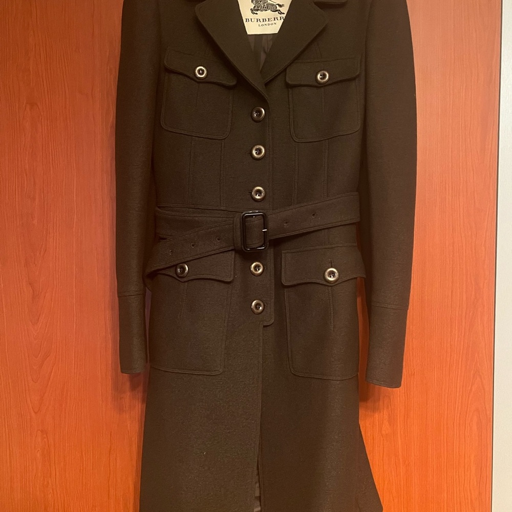 Burberry Black Wool Coat for Women - Picture 2 of 9